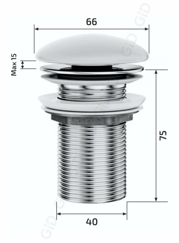 Донный клапан Gid без перелива Sr100 74405K светло-коричневый матовый 7x7x10