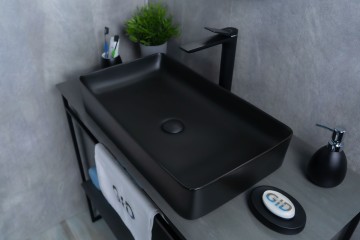 Раковина Gid Bm9396 53344 накладная черная матовая 60x34x11