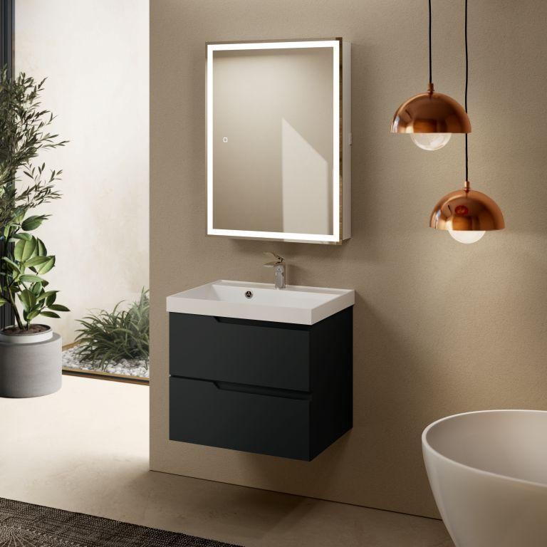 AQM900360GM "S3" тумба под умывальник подвесная 60 см., цвет антрацит.