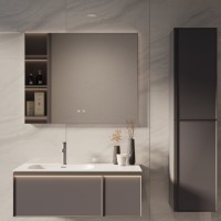 База под раковину Vincea  Elise 1000 подвесная, левая, 2 выкатных ящика soft close, серый матовый