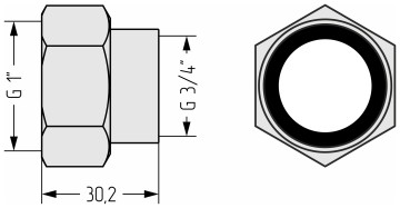 Комплект фитингов прямой (G 1" НГ х G 3/4" ВР) / 2 шт.