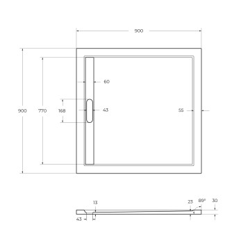 Поддон из искусственного мрамора CEZARES TRAY-AS-A-90-30-W