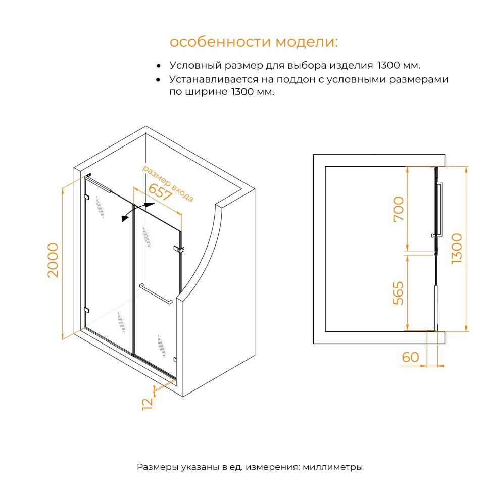 Душевая дверь RGW SV-006Nb (Прозрачное, 1300мм)