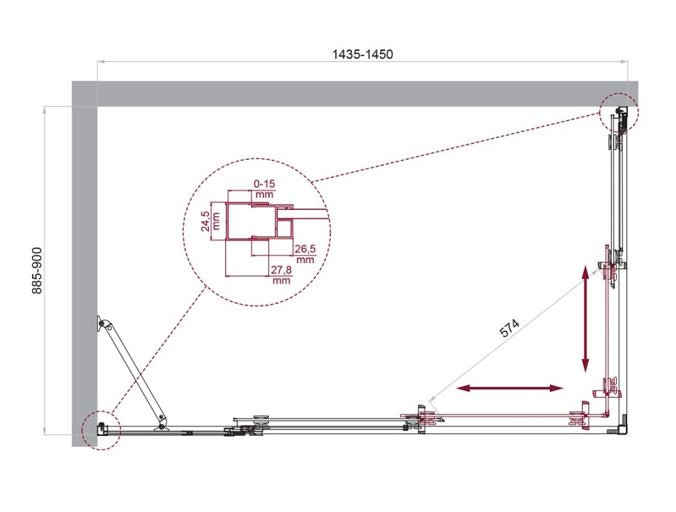 Душевой уголок BelBagno LUCE-AH-21-145/90-C-Cr