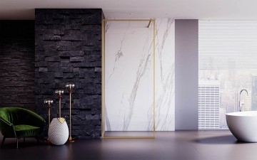 Душевая перегородка Veconi Korato KR-81G, 900x2000, брашированное золото, стекло прозрачное KR81G-90-01-C8