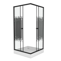 Душевой уголок Niagara Eco NG-009-14Q BLACK (90х90х195) низкий поддон(13см),черный,стекло мозаика,2 места