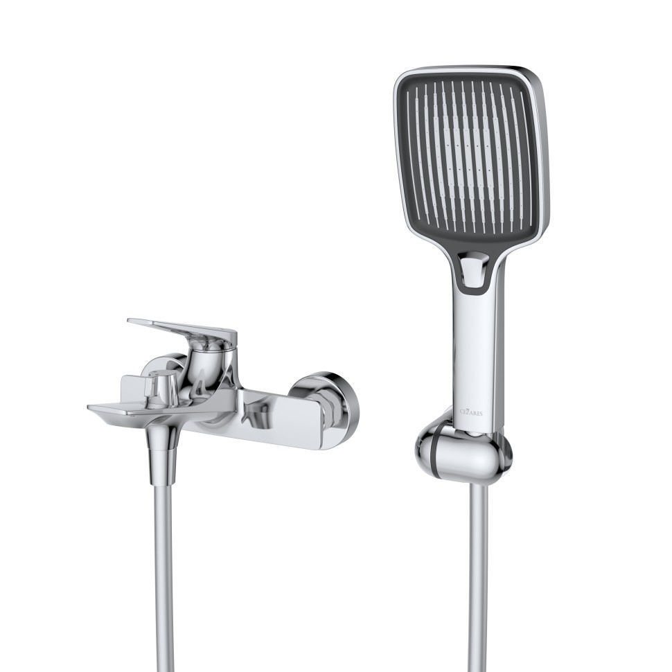 Смеситель для ванны и душа в комплекте с ручным душем, шлангом и держателем CEZARES LINER-VD-01