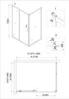 Душевое ограждение Niagara Nova NG-62-11A-A100 (110х100х195) прямоугольник,хром,двери раздвижные,стекло прозрачное,2 места
