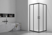 Душевой угол Veconi Rovigo RV-101B, 900x800x1900, черный, стекло прозрачное