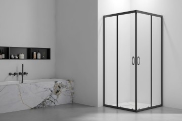 Душевой угол Veconi Rovigo RV-101B, 900x800x1900, черный, стекло прозрачное