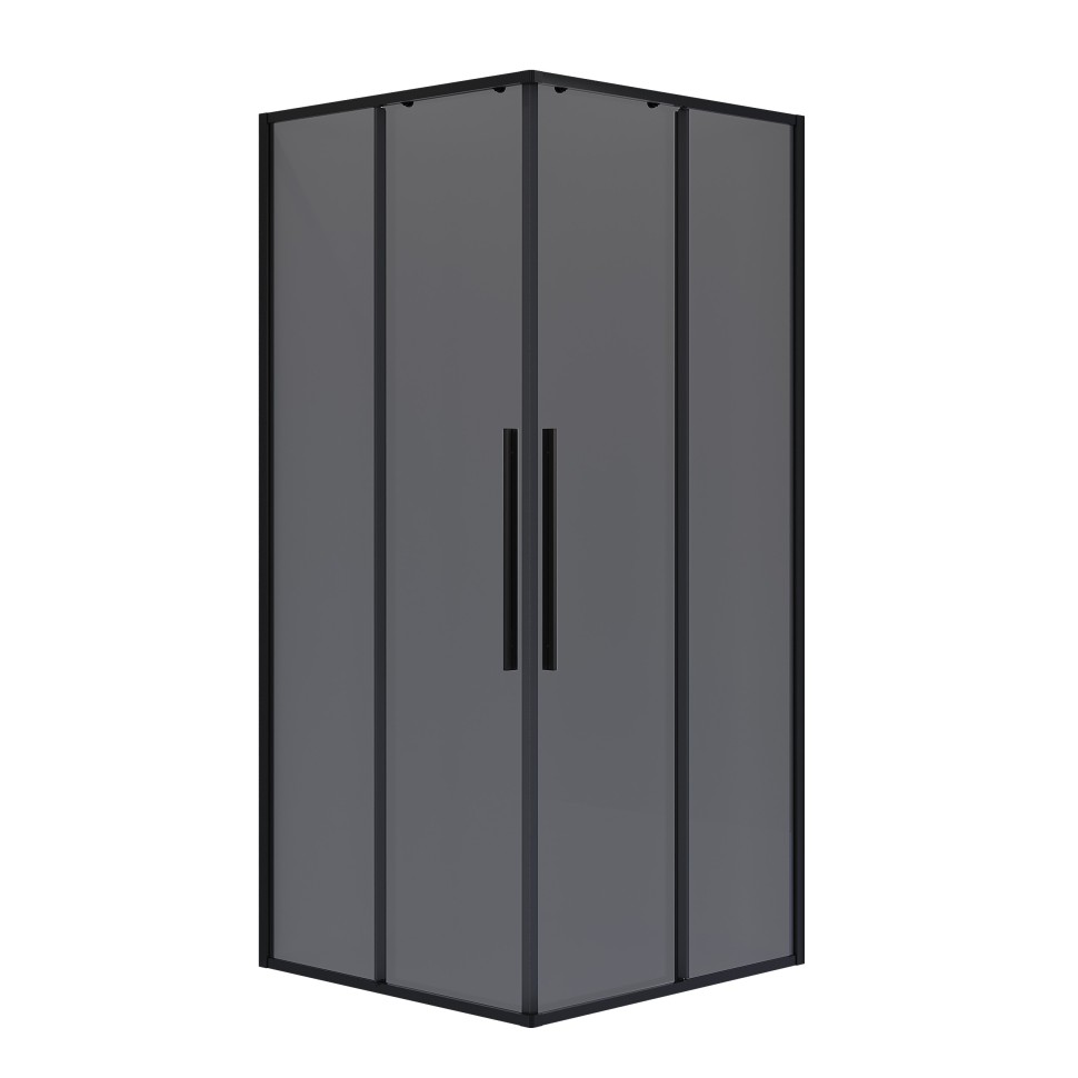 Душевое ограждение Niagara Nova NG-2822-34BLACK (80х80х195) квадрат,черный матовый,двери раздвижные,стекло тонированное,1 место