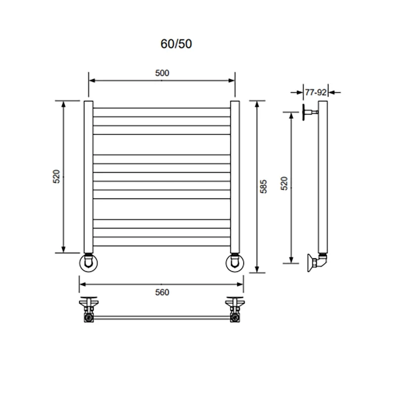 Полотенцесушитель водяной Veconi Vero-B, 50/60, графит