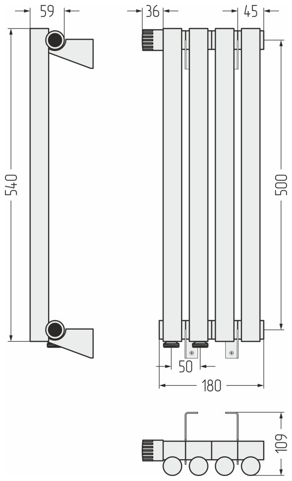 Эстет-1 EU50 левый 500х180 4 секции