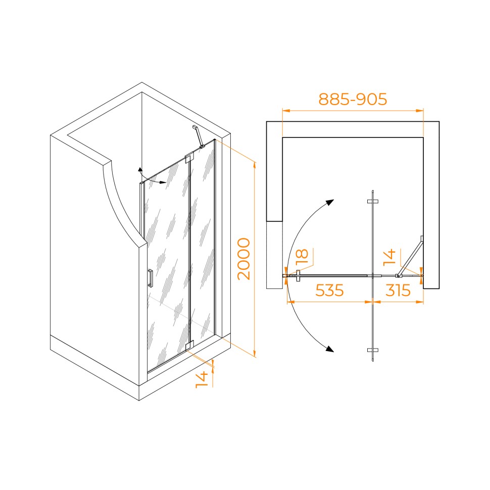 Душевая дверь RGW HO-014 (Прозрачное, 900)