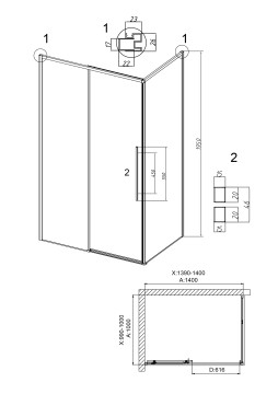 Душевое ограждение Grossman Galaxy 100.K33.01.140.42.00-200.K33.01.100.42.00 (140х100х195) раздвижная,графит сатин,стекло прозрачное,2 места
