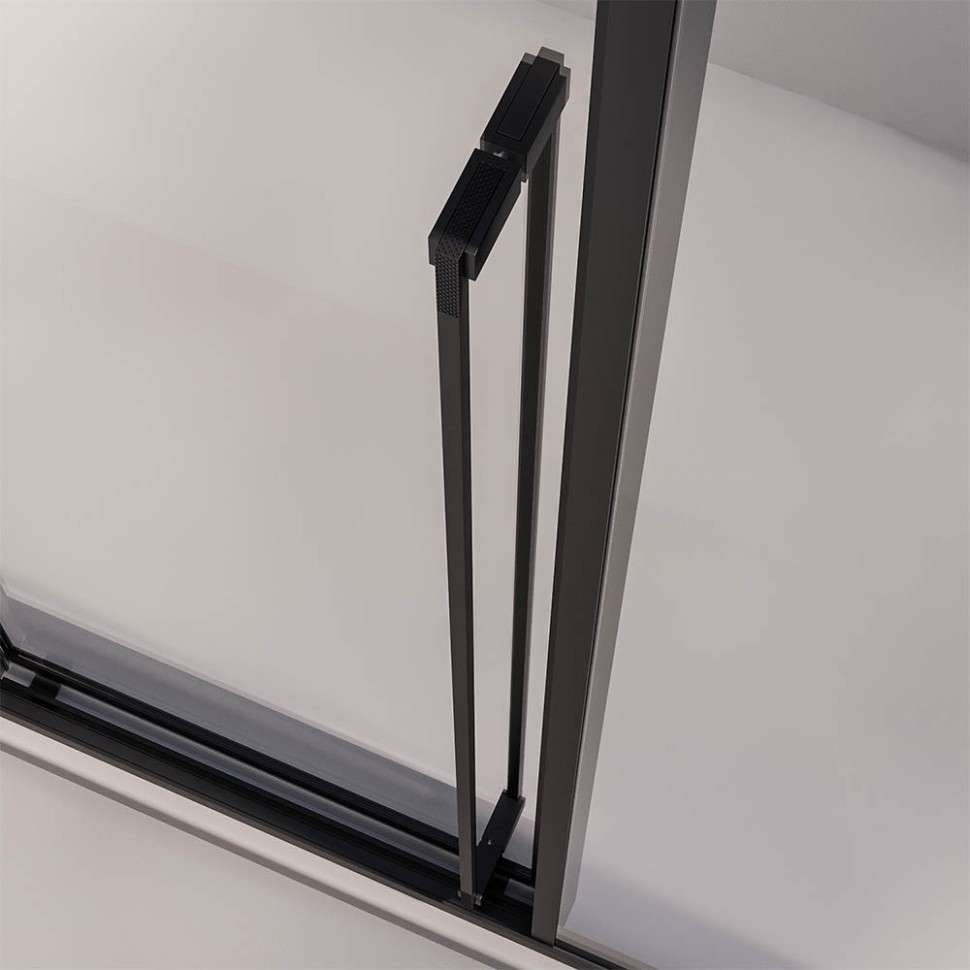 Душевой угол раздвижной Veconi Premium Prato 300 SP B-R, 1400х1000x2000, черный матовый, стекло прозрачное