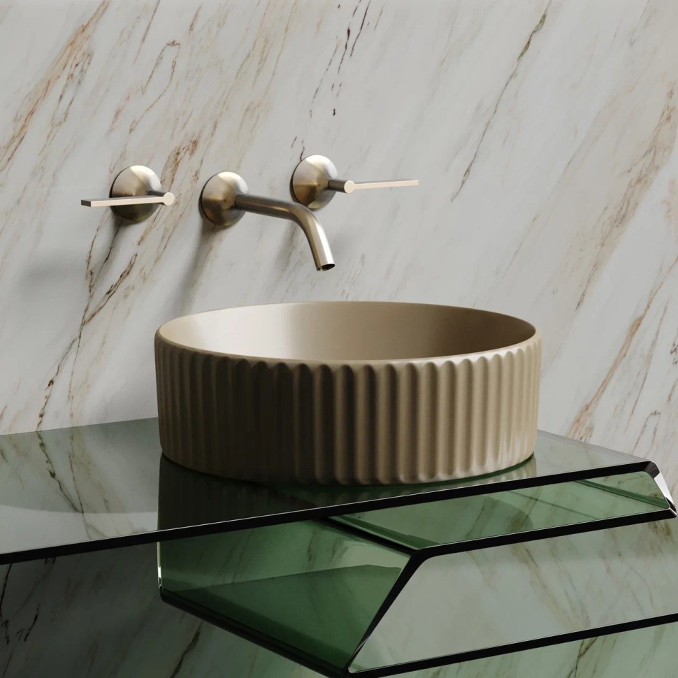 Умывальник чаша накладная круглая (цвет Капучино Матовый) Element 360x360x115мм