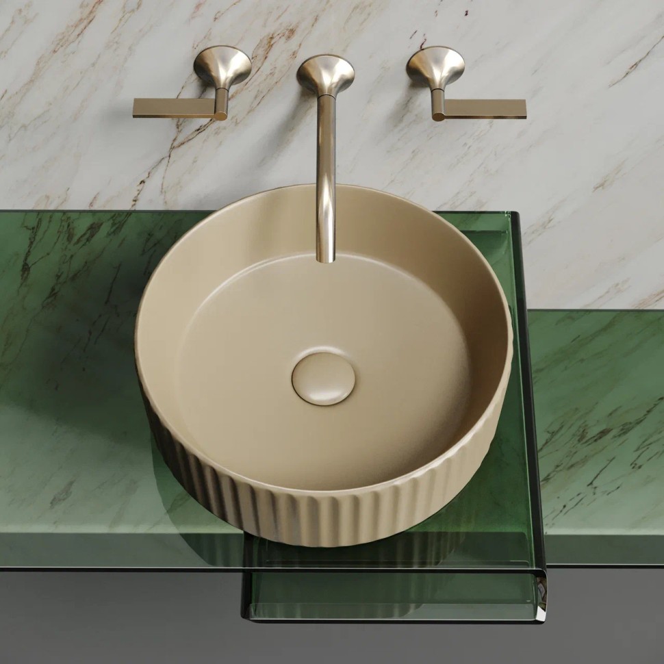 Умывальник чаша накладная круглая (цвет Капучино Матовый) Element 360x360x115мм