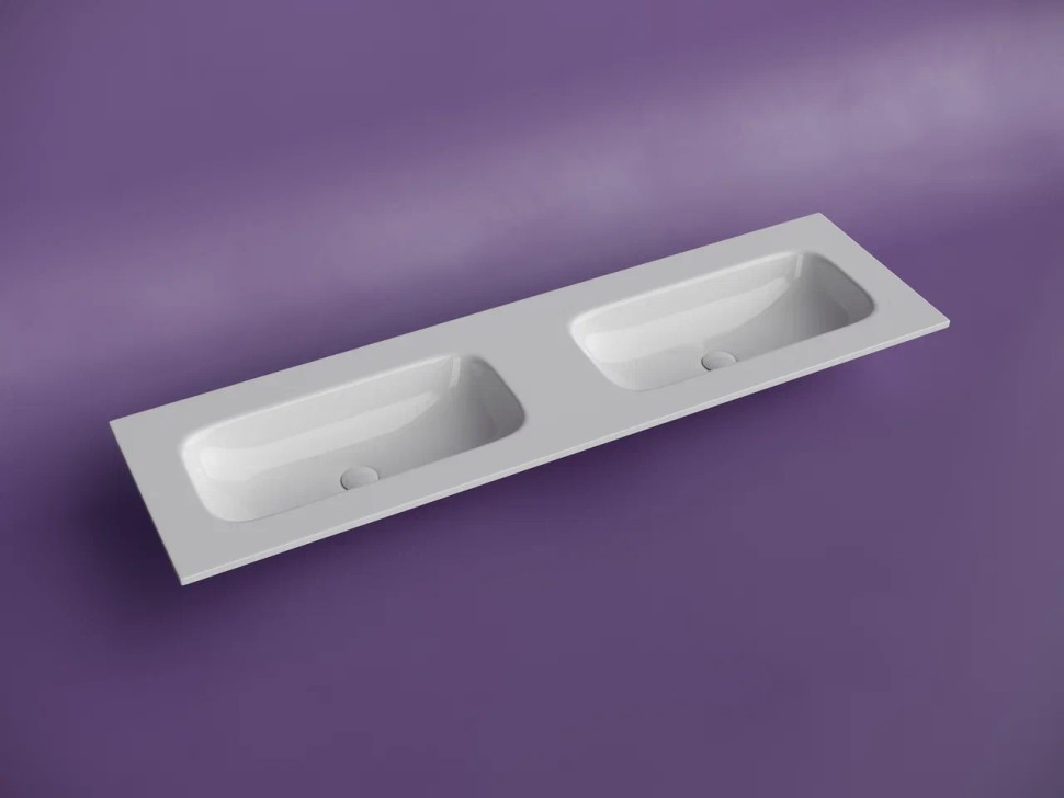 Раковина накладная мебельная CERAMICANOVA Grace прямоугольная 1610x457x137 с двумя чашами без отверстий под смеситель цвет белый CN7023wx