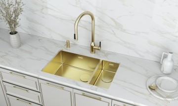 Смеситель для кухни UNIVERSAL, светлое золото, Un213880-LG, Paulmark