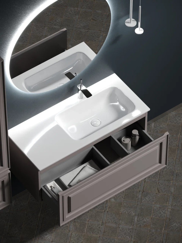 Тумба подвесная SANCOS Very 995х445х406, c одним ящиком оснащенным доводчиками, правая , Doha Soft , арт.VR100RSM