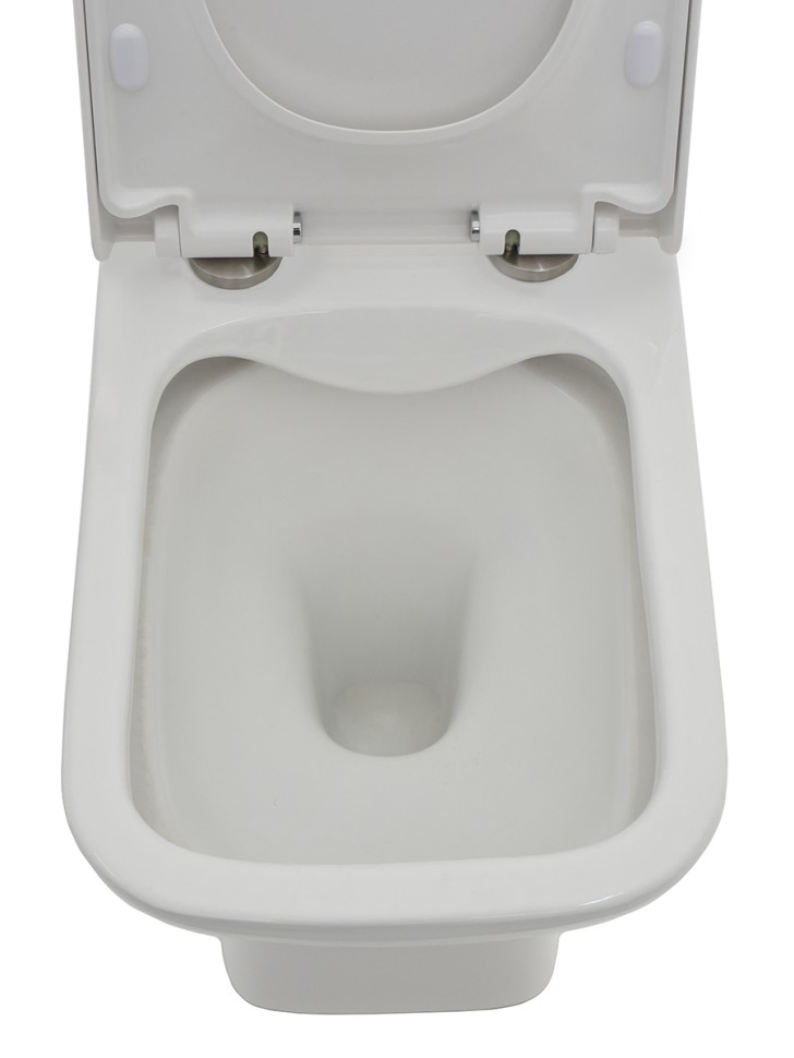 AQM1004 Унитаз напольный Rimless с сиденьем SoftClose, горизонтальный выпуск. 615x350x410мм