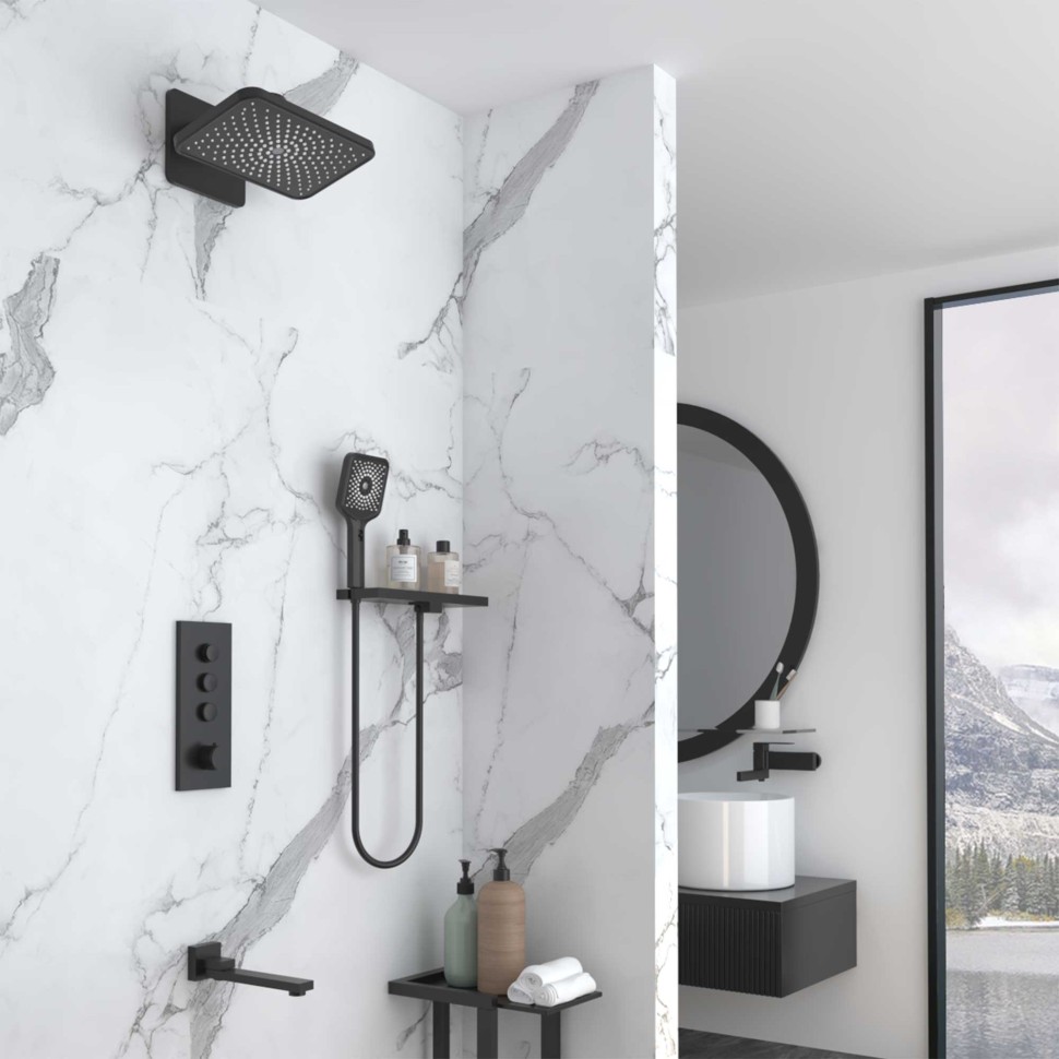 Душевой комплект VSFW-433TI4RMB встраиваемый, термостатический, трехрежимный, черный