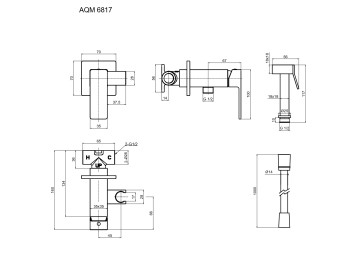 AQM6817GG Savona Готовый комплект гигиенического душа (скрытый монтаж, латунная лейка), золото