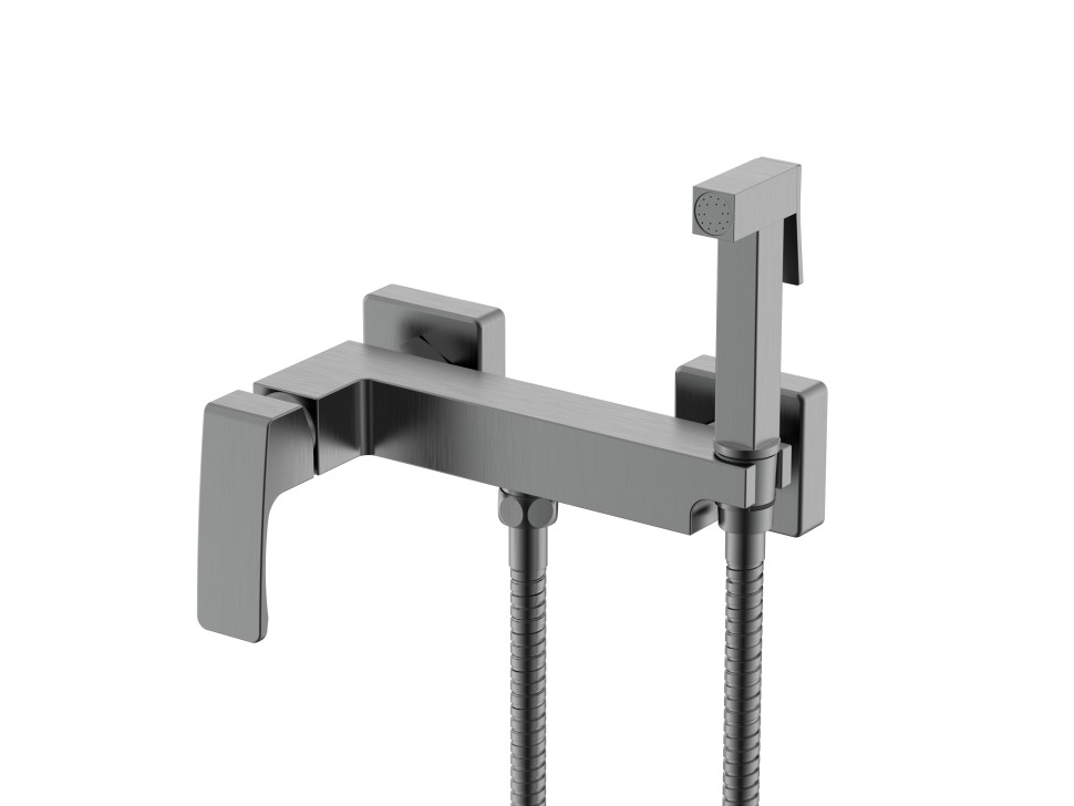 Смеситель Raglo настенный с гигиеническим душем графит