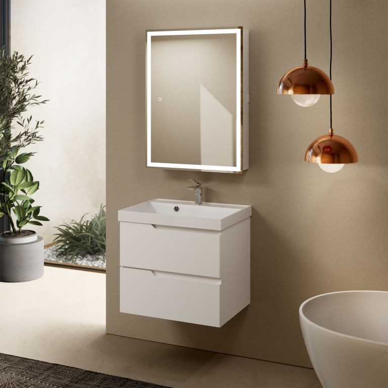 AQM900360WH "S3" тумба под умывальник подвесная 60 см., цвет белый глянец.