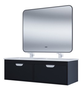 Тумба под двойную раковину Uperwood Modul 120 см, подвесная,атовая, черная