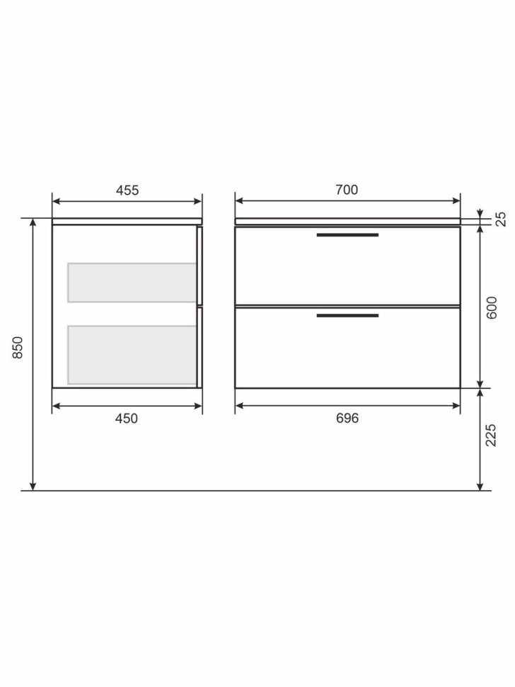 Тумба под раковину для ванной Uperwood Foster New 70 см, подвесная, черная