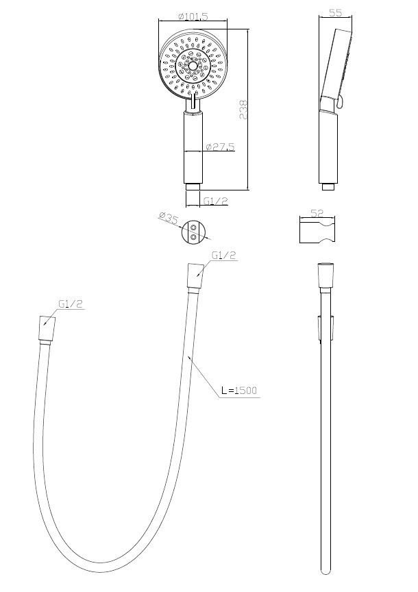 Ручной душ со шлангом и держателем BelBagno BB-DFS-5-CRM