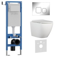 Комплект 3в1 IBERICA BLANCA инсталляция SILENCIO MINI, унитаз BILBAO ALTO белый, кнопка смыва ESTI-Q хром глянцевый (IB.001M.BLA.231.833)