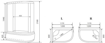 Timo eco TE-0720 L душевая кабина 120*80*218, турецкая баня хамам