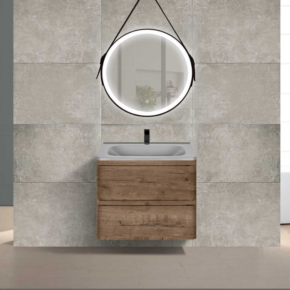 База под раковину Vico 600 подвесная, 2 выкатных ящика soft close, V.Oak