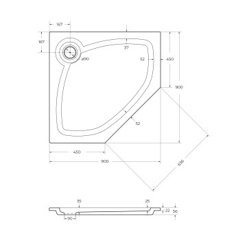 Поддон из искусственного мрамора CEZARES TRAY-S-P-90-56-W