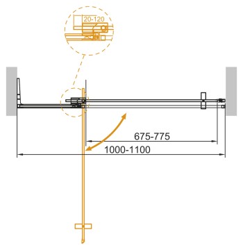 Душевая дверь в нишу CEZARES SLIDER-B-1-100/110-BR-GM