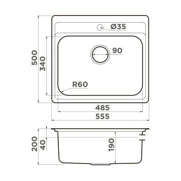 Кухонная мойка Omoikiri Ashi 56-IN нерж. сталь/нержавеющая сталь