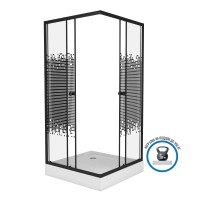 Душевой уголок Niagara Eco NG-010-14Q BLACK (100х100х195) низкий поддон(13см),черный,стекло мозаика ,2 места