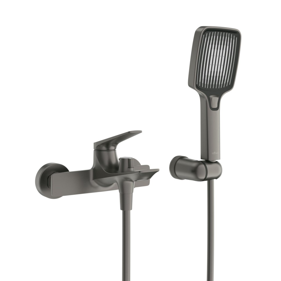 Смеситель для ванны и душа в комплекте с ручным душем, шлангом и держателем CEZARES LINER-VD-GM