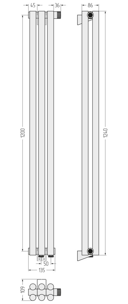 Эстет-11 EU50 1200х135 3 секции