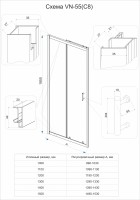 Душевая дверь Veconi Vianno VN-55G, 1000x1950, золото, стекло прозрачное