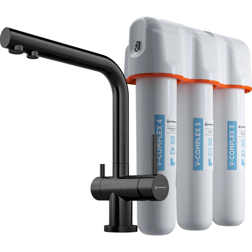 Комплект смеситель+фильтр Omoikiri Nagano-GM + Pure drop Lite
