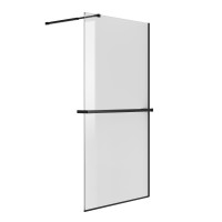 Душевая перегородка Niagara Nova NG-670-12ВLACK (120х195) черный матовый,стекло прозрачное,с полкой,1 место