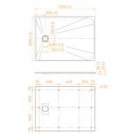 Душевой поддон прямоугольный RGW TSS-B Черный (900x1200)