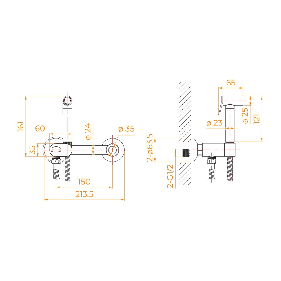 Гигиенический душ с поворотным управлением RGW SP-216