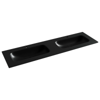 Раковина накладная мебельная CERAMICANOVA Grace прямоугольная 1610x457x137 с двумя чашами и отверстиями под смеситель цвет черный матовый CN7023MB