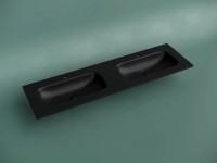 Раковина накладная мебельная CERAMICANOVA Grace прямоугольная 1610x457x137 с двумя чашами и отверстиями под смеситель цвет черный матовый CN7023MB