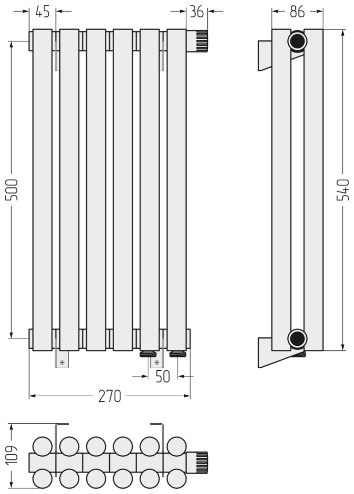 Эстет-11 EU50 500х270 6 секций